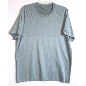 Lululemon Blue Metal Vent Tech "Energy Creates Energy" Short Sleeve SZ XL‎